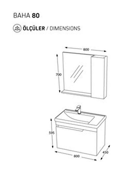 Baha 80 Cm Banyo Dolabı