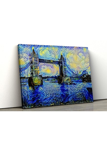Tekli Kanvas Tablo Tasarımı Dekor, Londra Köprüsü, Van Gogh, Dekoratif