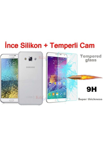 Samsung Galaxy J1 Ace Kılıf Ince Silikon Kılıf + Kırılmaz Cam