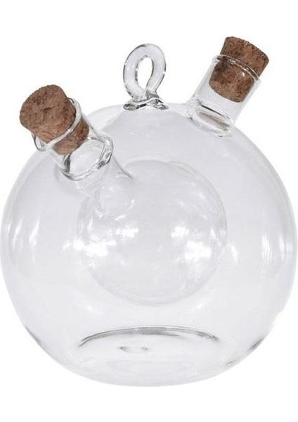 Yağlık Sirkelik Cam 2in1 Yuvarlak Sirke 60ML Yağ 430ML Çap 11CM