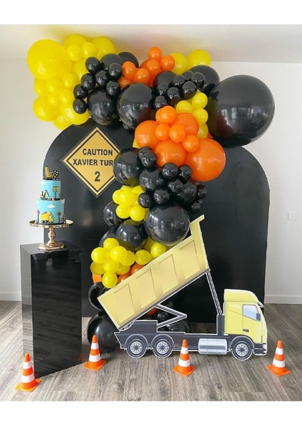 50 Adet Siyah, Sarı, Turuncu Balon ve 5mt Balon Zinciri