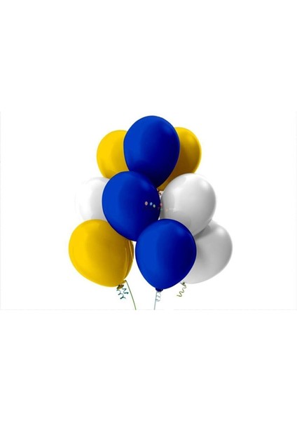 Sarı-Beyaz-Koyu Mavi Pastel Soft Balon 50 Adet