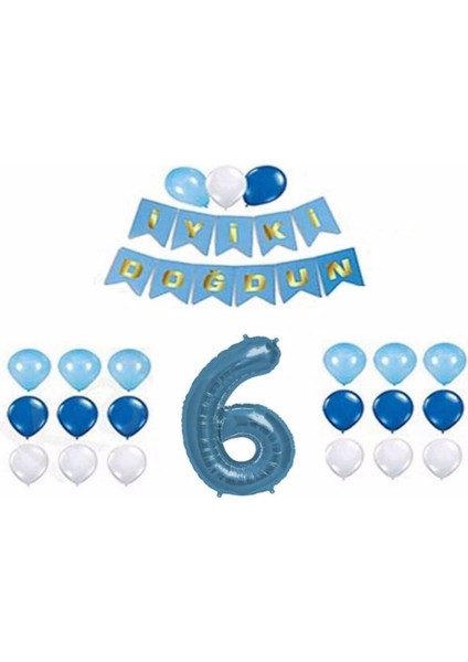 Mavi 6 Yaş Doğum Günü Parti Seti