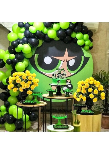 100 Adet Yeşil Siyah Balon ve 5mt Balon Zinciri