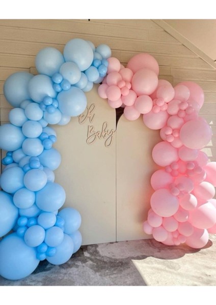 Makaron Mavi - Pembe Balon Zinciri Seti 100 Adet