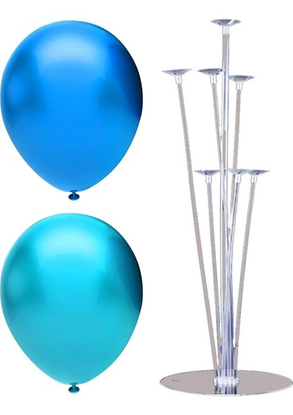 7 Çubuklu Balon Standı + 20 Adet Balon ( Açık Mavi, Koyu Mavi )