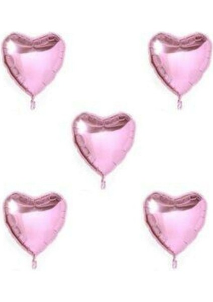 Pembe Kalp Folyo Balon 45 cm 5 Adet