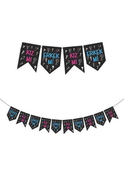 Cinsiyet Belirleme Partisi Banner Flama Uzar Yazı Erkekmi-Kızmı