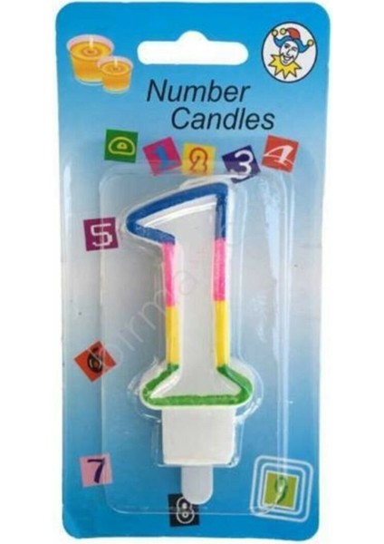 Renkli 1 Yaş Rakam Pasta Mumu