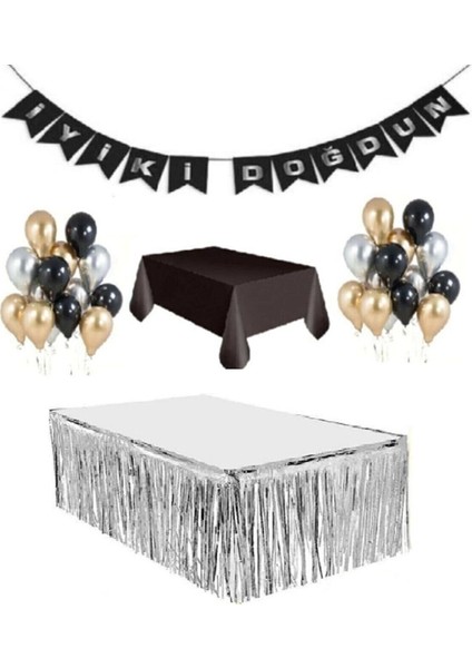 Siyah Gümüş Doğum Günü Seti