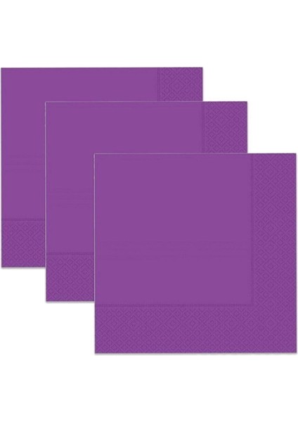 Düz Desenli Mor Peçete 20 Adet