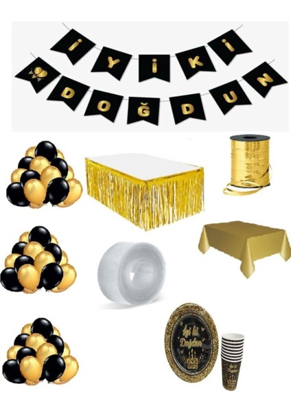Gold Renk Doğum Günü Seti 16 Kişilik