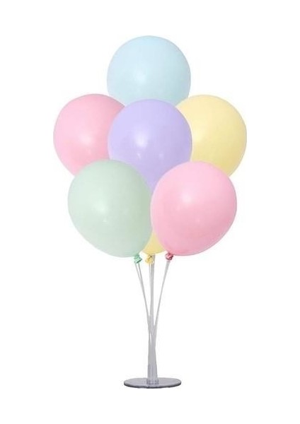 7'li Balon Standı + 7 Adet Makaron Karışık Balon