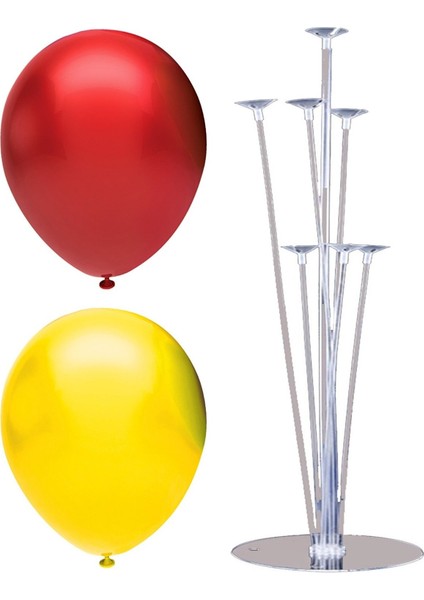 7 Çubuklu Balon Standı + 7 Adet Balon ( Kırmızı, Sarı )