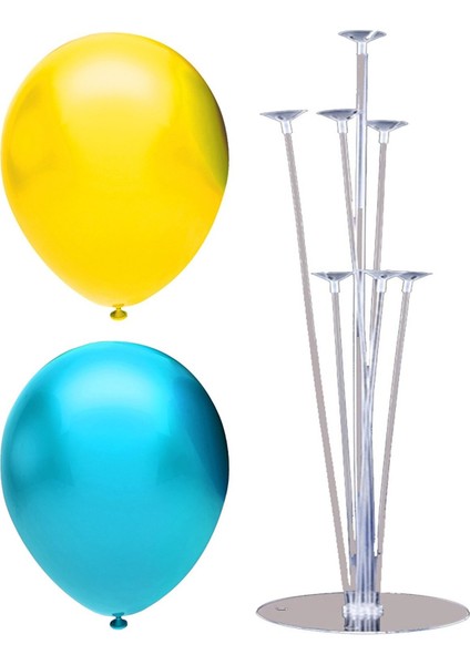 7 Çubuklu Balon Standı + 7 Adet Balon ( Açık Mavi - Sarı )