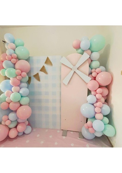 Pastel Mint Yeşi-Mavi Makaron ve Pembe Makaron Balon Zinciri 100 Adet