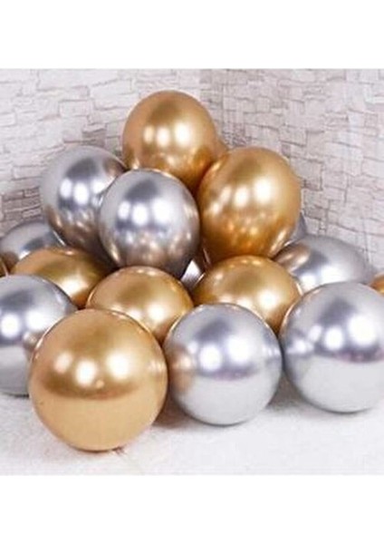 Altın-Gümüş Krom Balon 10 Adet