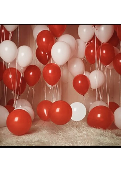 Pastel Kırmızı Beyaz Latex Balon 70 Adet