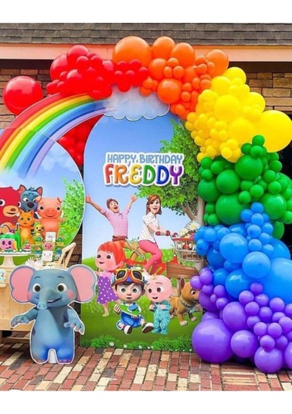 Gökkuşağı Renkleri Konsept Balon 50 Adet ve 5 mt Balon Zincir