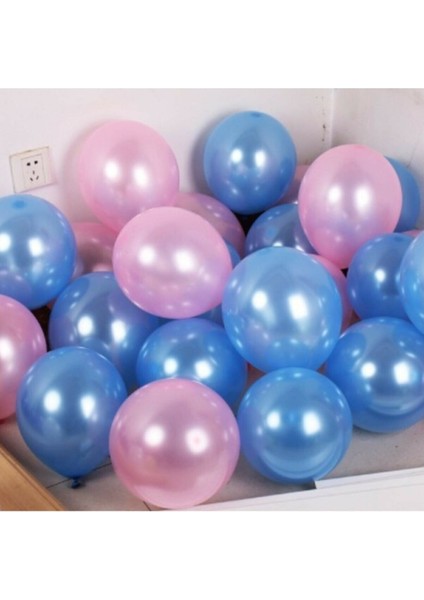 12 Inç 20 Adet Metalik Pembe-Mavi Balon