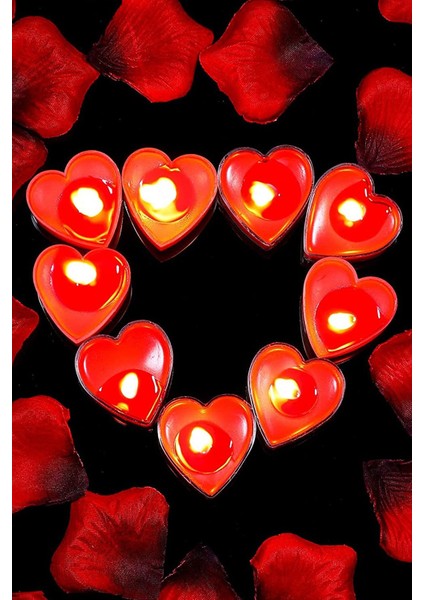 Kalp Şekilli Tealight Mum 25 Adet, Dekoratif Mum, Romantik Ortam Mumu