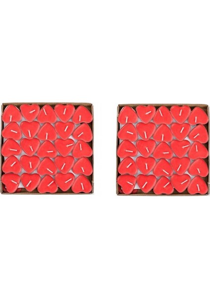 Sevgililer Günü Kırmızı Kalp Tealight Mum 100 Adet