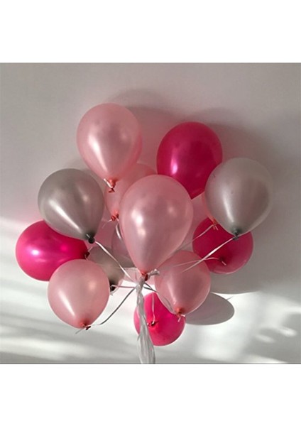 Fuşya - Pembe - Gümüş Karışık Metalik Balon 30 Adet