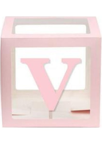 Pembe V Harfli Şeffaf Kutu