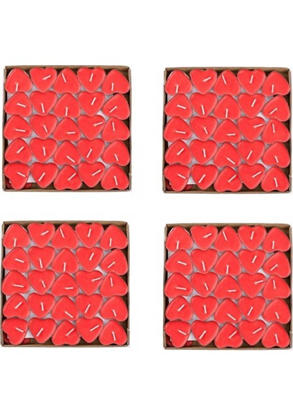 Sevgililer Günü Kırmızı Kalp Tealight Mum 200 Adet