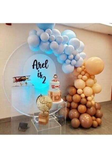 Karamel Ten Mavi Pastel Renk Balon Zinciri 100 Adet+5 mt Balon Zinciri