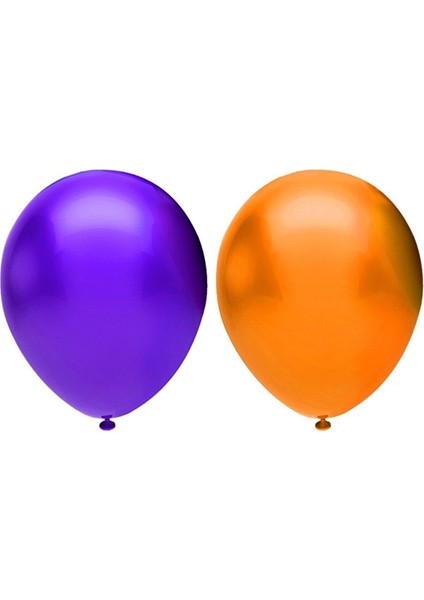 Metalik Balon Seti 50 Adet ( Mor, Turuncu )