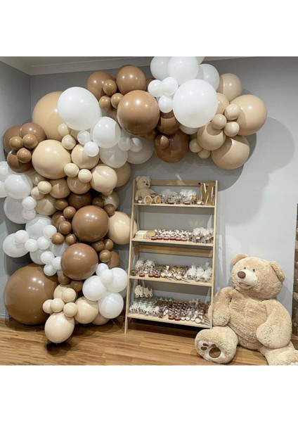 Karamel Ten Beyaz Pastel Renk Balon Zinciri 50 Adet+5 mt Balon Zinciri