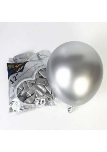 Gümüş Krom Balon 10 Adet