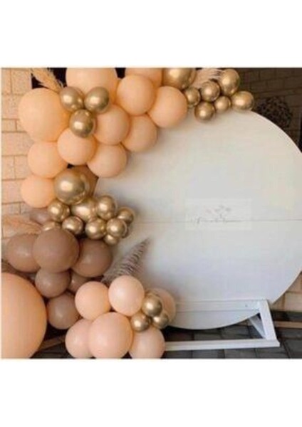 Krom Gold Karamel ve Ten Balon Balon Seti 100 Adet+5 mt Balon Zinciri