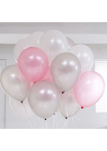 Pembe-Gümüş-Beyaz Balon Seti 50 Adet