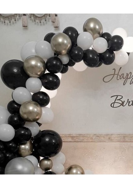 Siyah Beyaz Gümüş Krom Balon Zinciri 70 Adet