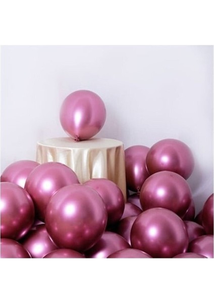 Krom Balon 12" Inç Pembe Renk 10 Adet