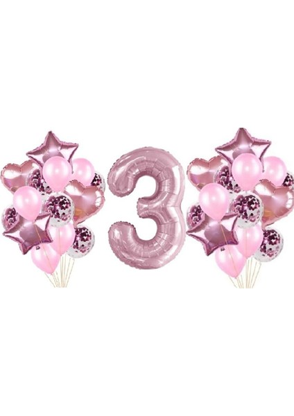 Pembe Renk 3 Yaş Balon Seti
