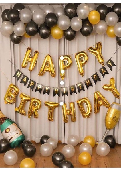 Happy Birthday Folyo Balon Banner Balon Seti