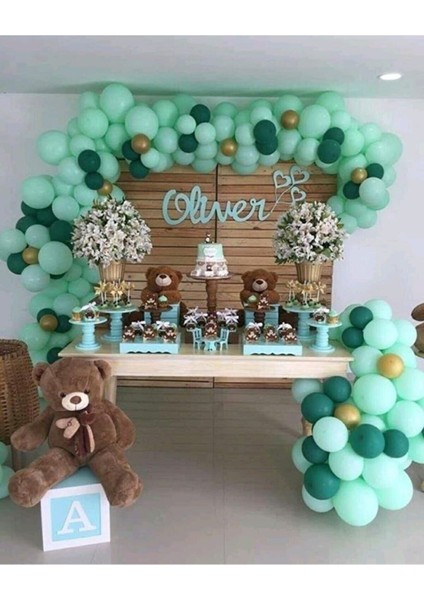 Su Yeşili Koyu Yeşil Krom Gold Balon Zincir Seti 100 Adet