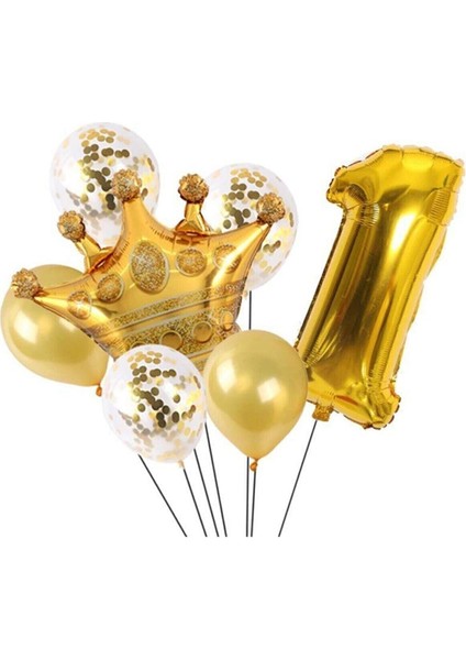 Altın Kral Kraliçe Taçlı Folyo Balon Seti 1 Yaş