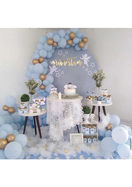 Krom Gold Pastel Mavi Balon Zinciri 50 Adet