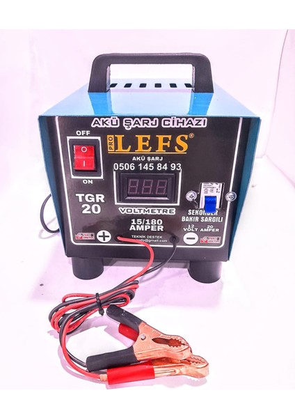 Tam Otomatik Bakır Sargılı Akü Şarj Cihazı 12 V 20 Amper 180 Ampere Kadar Şarj
