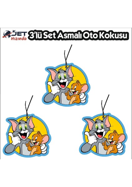 3lü Set Tom ve Jerry Tasarımlı Premium Oto Araç Kokusu