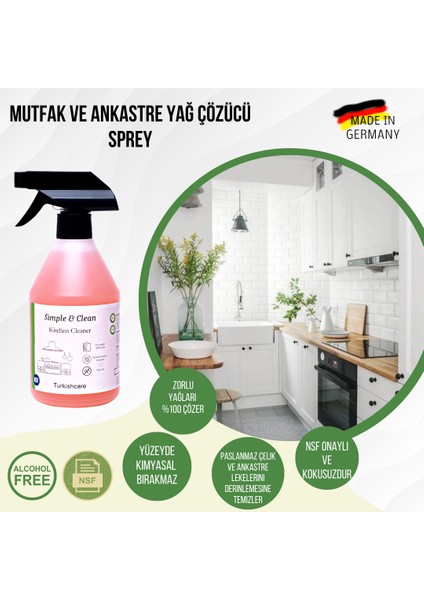 Simple & Clean Mutfak Fırın Izgara ve Yüzey Temizleyici Kireç Sökücü Sprey 500 ml