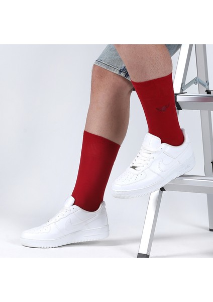 Kırmızı Renkli Düz Merserize Çorap modelleri