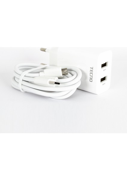 Spark 8T Çift UsbA & Type-C ve Micro Çıkışlı Kablolu Hızlı Şarj Aleti