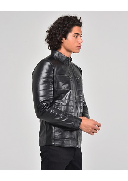 Deri Şişme Tarzı Mont Siyah Renk modelleri