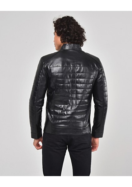 Deri Şişme Tarzı Mont Siyah Renk fırsatları