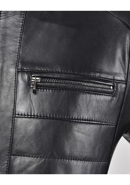 Deri Şişme Tarzı Mont Siyah Renk indirimleri